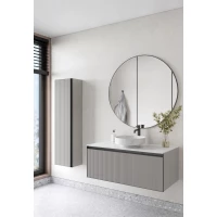 Комплект мебели Armadi Art Quatro Luna Fuga 790-M1-100-L-RIB-A + 792-100-W + 801-CLCT + 545-100-GM 100 см, подвесной, со столешницей, серый матовый