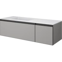 Тумба с раковиной Armadi Art Quatro Luna 790-M2-140-L-A-LED + 793-140-W-A 141 см L, подвесная, с подсветкой, серый матовый