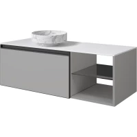 Тумба с раковиной Armadi Art Quatro Luna 790-M6-120-L-A + 792-120-W + 801-CLCT 121 см L , подвесная, со столешницей, серый матовый