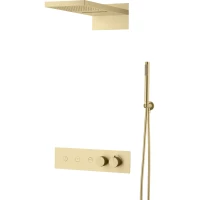 Душевой комплект Boheme Fusion 131-MG 230 мм, с термостатом, золотой матовый