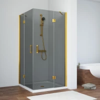 Душевой уголок Vegas Glass AFA NOVO 100 03 07 100x100 см, профиль золотой матовый, стекло графитовое