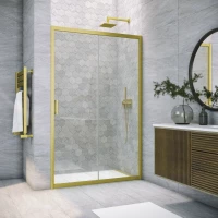 Душевая дверь Vegas Glass ZP Novo h2000 160 03 crystalvision 160 см, профиль золотой матовый, стекло прозрачное