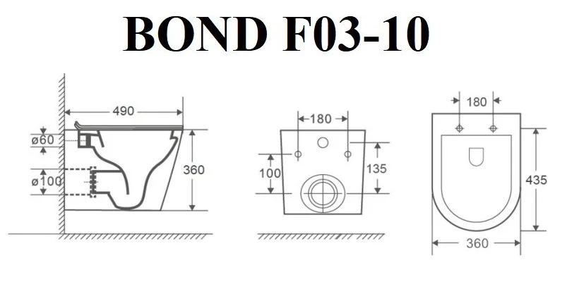 Подвесной безободковый унитаз с сиденьем микролифт Bond F03-10 - фото 10