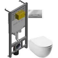 Комплект подвесной унитаз MEER MR-2108 + система инсталляции Jacob Delafon E29025-NF + E29027-CP