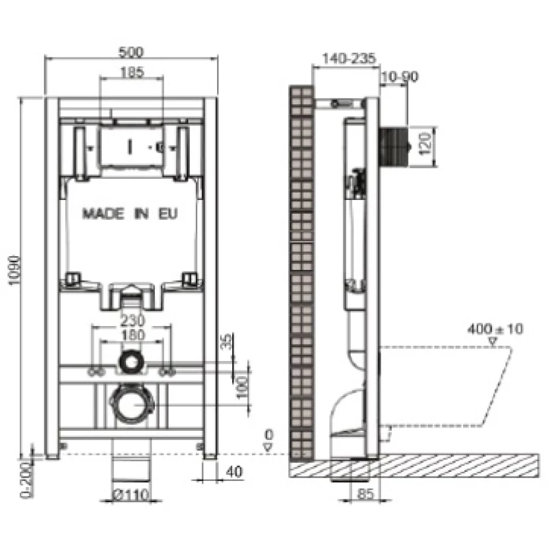 Комплект подвесной унитаз MEER MR-2108 + система инсталляции Jacob Delafon E29025-NF + E29027-CP