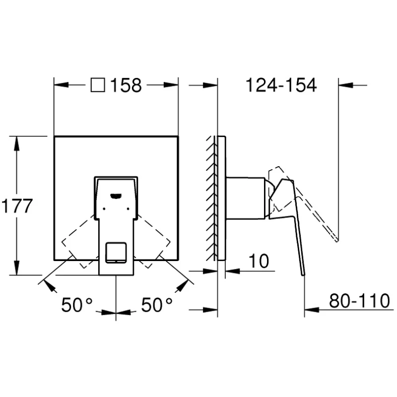 Смеситель для душа Grohe Eurocube 24061000 Смеситель для душа Grohe Eurocube 24061000