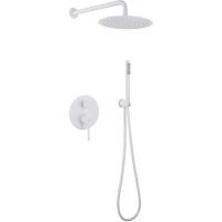Душевой комплект Abber Emotion AF8818W 250 мм, со смесителем, белый матовый