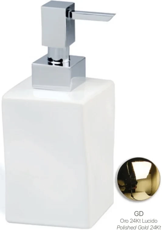 Дозатор для жидкого мыла Stil Haus Prisma 795(16-BI) настольный, золотой/белый