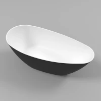 Ванна из литьевого мрамора Whitecross Spinel A 0209.150070.20100 150x70 см, отдельностоящая, белый матовый/черный матовый