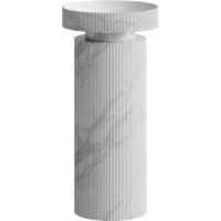 Раковина Boheme Sole Corian Calacatta 801-R-CLCT + 801-Base-Rib-CLCT 40x40 см, напольная, белый мрамор