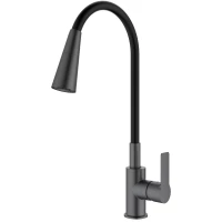 Смеситель для кухни Splenka S06.43.09 с гибким изливом, графит матовый