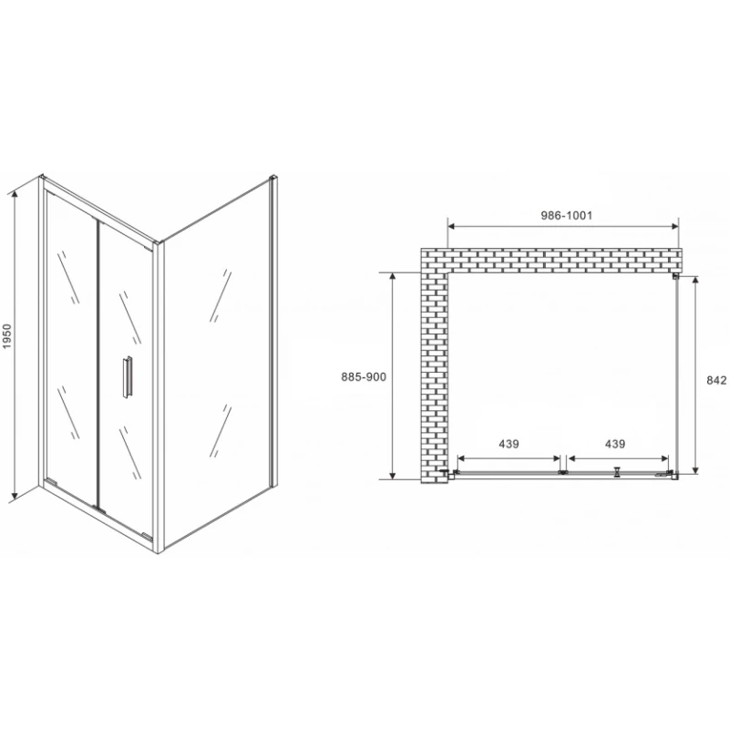 Душевой уголок 100x90 см Abber Sonnenstrand AG07100-S90 прозрачное Душевой уголок 100x90 см Abber Sonnenstrand AG07100-S90 прозрачное