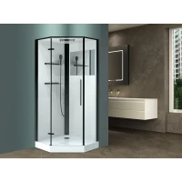 Душевая кабина Esbano Muse ESM-PENTA-90 (Left) ESKM90PRL 90x90x215 см L, с крышей, низкий поддон, профиль черный матовый, стекло прозрачное