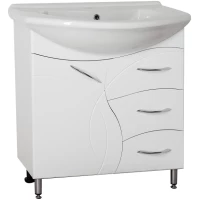 Тумба с раковиной белый глянец 75,5 см Style Line Амелия ЛС-00000010 + ЛС-00000150