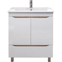 Тумба под раковину Vigo Grani tn.GRI.ELI.60.2D.1Y дуб золотой 55,2 см, напольная, белый глянец/дуб золотой