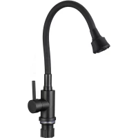 Смеситель для кухни Fmark FS8288H-01 с гибким изливом, черный матовый