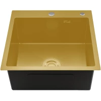 Кухонная мойка Gappo GS5050-3 50x50 см, золотой матовый