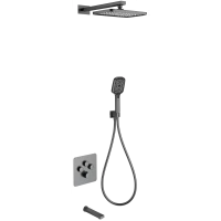 Душевой комплект Wonzon & Woghand WW-B4005-BGG 300x200 мм, с термостатом, темный графит матовый