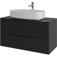 Тумба с раковиной Orange Line Li-100TubMDF+B07-675W 100,4 см, подвесная, со столешницей, черный матовый