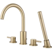 Смеситель на борт ванны Abber Wasser Kreis AF8113G с душевым гарнитуром, золотой матовый