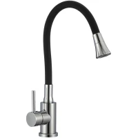 Смеситель для кухни Fmark FS8299A-01 с гибким изливом, хром/черный