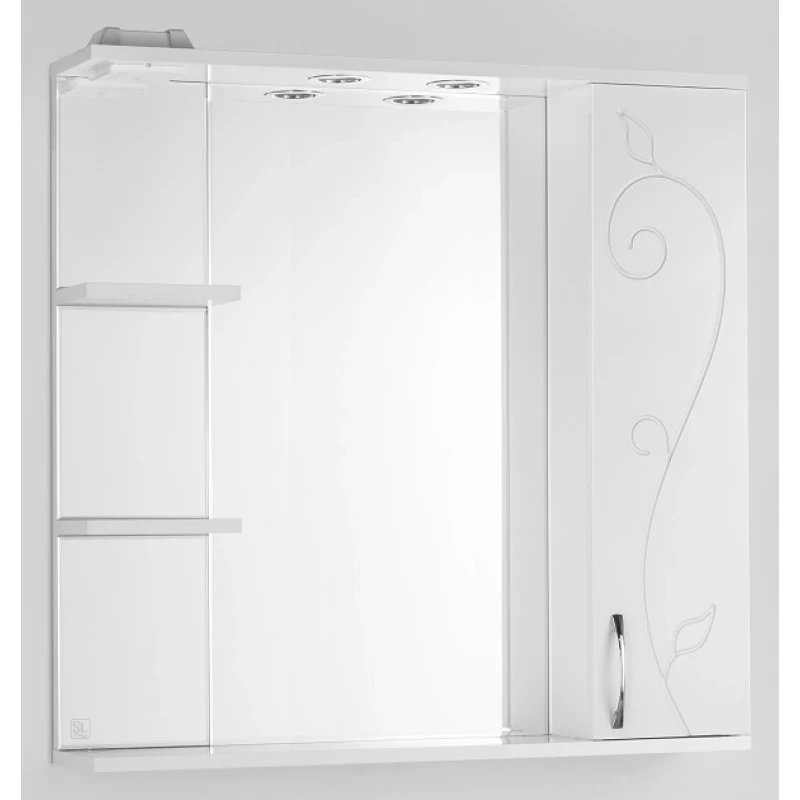 Зеркальный шкаф 80x83 см белый глянец Style Line Панда Фьюжн ЛС-00000080