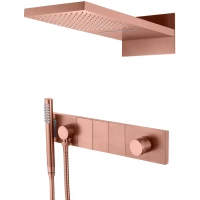Душевой комплект Boheme Zodiac 132-CB 230 мм, со смесителем, медь матовая