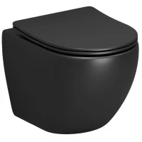 Унитаз подвесной Grossman GR-4455BMS безободковый, с сиденьем микролифт, черный матовый