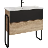 Тумба с раковиной дуб сонома/черный 87 см Grossman Солис 108501 + Y18298