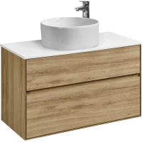 Тумба с раковиной дуб эльвезия/белый глянец 99 см Акватон Либерти 1A2796K2LY010