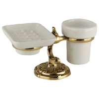 Стакан и мыльница настольные античное золото Art&Max Barocco AM-1789-Do-Ant