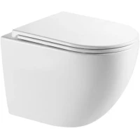 Унитаз подвесной AQUAme AQM2002L безободковый, торнадо, с сиденьем микролифт, белый глянец