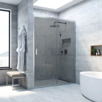 Душевая дверь Vegas Glass ZP Novo h2000 180 07 07 180 см, профиль матовый хром, стекло графитовое