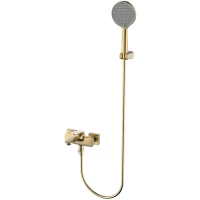 Смеситель для ванны AQUAme Imola AQM6712BG с душевым гарнитуром, золотой матовый