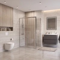 Душевой уголок BelBagno Uno UNO-195-AH-1-130/80-C-Cr 130x80 см, профиль хром, стекло прозрачное