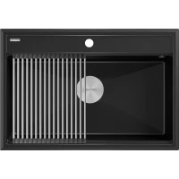 Кухонная мойка Paulmark Stepia PM117551-BLM 75x51 см, черный металлик