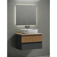 Комплект мебели Sancos Delta DL80GR + TT80A2 + CN6047 + SQ800 80 см, подвесной, дуб красный/графит матовый