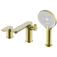 Смеситель на борт ванны Raglo R03.31.03 с душевым гарнитуром, золотой матовый