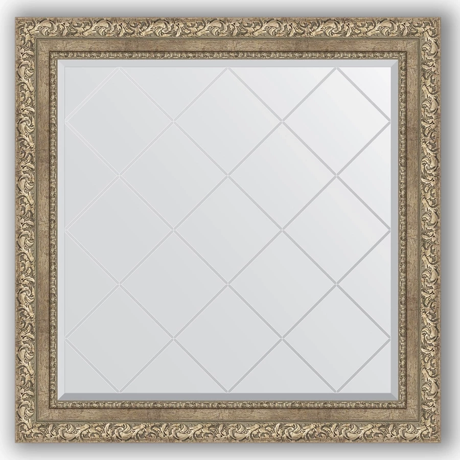 Зеркало 85x85 см виньетка античное серебро Evoform Exclusive-G BY 4315 зеркало 50x60 см виньетка серебро evoform exclusive by 3374