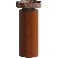 Раковина Boheme Sole Corian Emprador 801-ED + Red Wood 801-Base-Rwood 40x40 см, напольная, коричневый мрамор/красное дерево