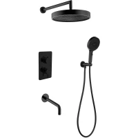 Душевой комплект Boheme Cell 135-3-B + 427-B + 625-B 320 мм, со смесителем, черный матовый