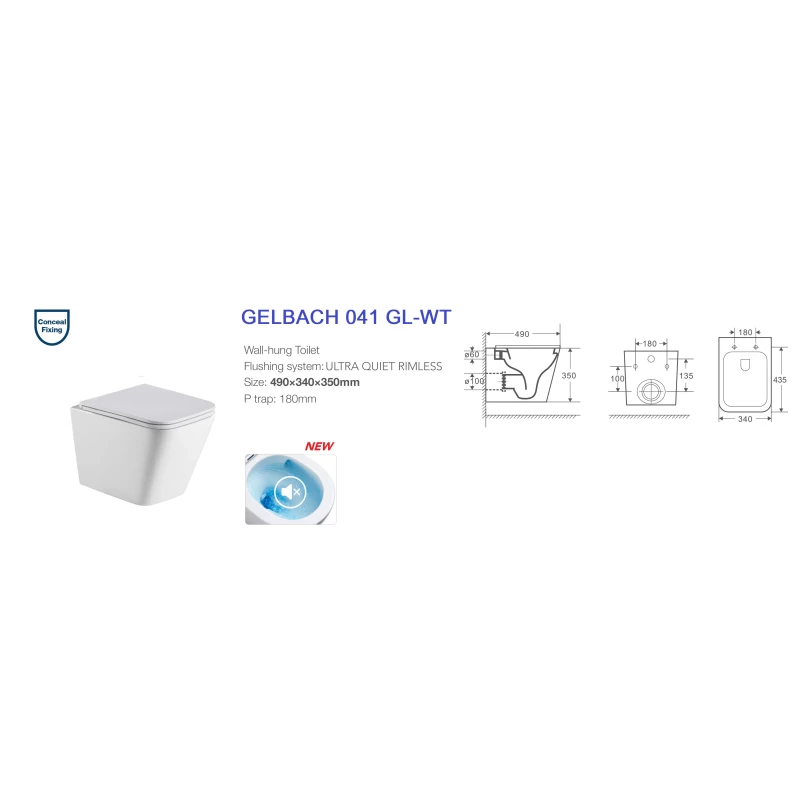 Комплект подвесной унитаз WeltWasser Gelbach 041 GL-WT + система инсталляции Tece 9400413