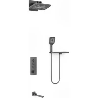 Душевой комплект Vincea VSFW-433TI4RGM 320x200 мм, с термостатом, вороненая сталь