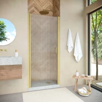 Душевая дверь Vegas Glass EP NOVO h2000 80 03 Moru 80 см, профиль золотой матовый, стекло рифленое