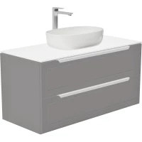 Тумба под раковину ЗОВ Севилья S100PG-KPW 100 см, подвесная, со столешницей, платина матовый