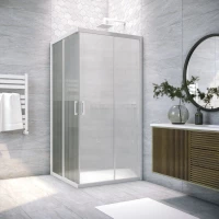 Душевой уголок Vegas Glass ZA NOVO h2000 90 01 Moru 90x90 см, профиль белый, стекло рифленое