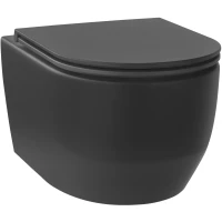 Унитаз подвесной Wellsee Croquis 182613000 + 182622000 безободковый, торнадо, с сиденьем микролифт, черный матовый