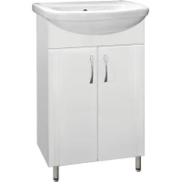 Тумба с раковиной белый глянец 55,5 см Style Line Эко Стандарт ЛС-00000339 + ЛС-00000135