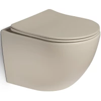 Унитаз подвесной SantiLine SL-5005T-BG безободковый, торнадо, с сиденьем микролифт, бежевый матовый