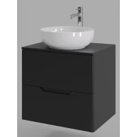 Тумба с раковиной Orange Line Li-60TubMDF+B07-420W 60,2 см, подвесная, со столешницей, черный матовый